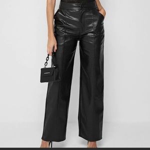 Maniere De Voir Croc Broken Heart Trousers - Black Leather Pants